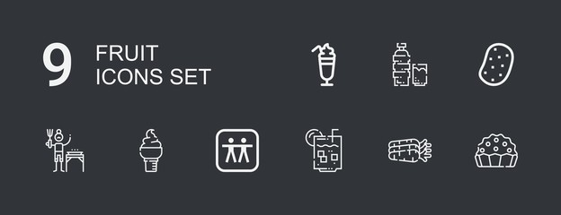 Editable 9 fruit icons for web and mobile