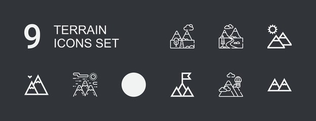 Editable 9 terrain icons for web and mobile
