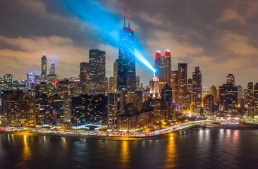 Fototapeta premium Panoramę anteny budynków w centrum Chicago
