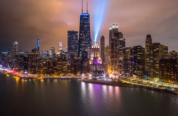 Fototapeta premium Chicago downtown buildings aerial skyline