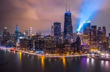 Keuken spatwand met foto Chicago downtown buildings aerial skyline © blvdone