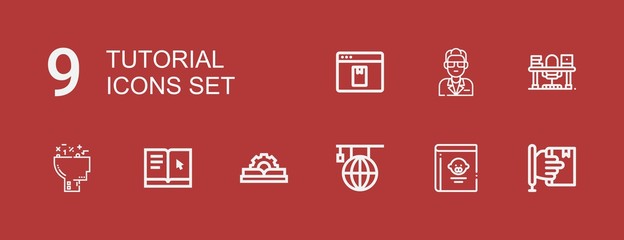 Editable 9 tutorial icons for web and mobile