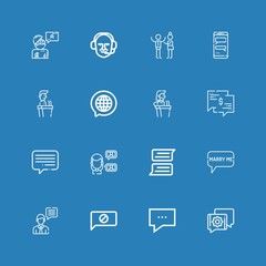 Editable 16 dialog icons for web and mobile