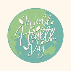 World health day vector letter with globe icon symbol