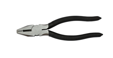 pliers with a black handle isolated on a white background