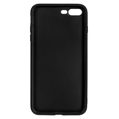 Black silicone case for smartphone or phone with cutouts for the camera. Front view isolated on white background