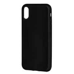 Black silicone case for smartphone or phone with cutouts for the camera. Three quarter view isolated on white background