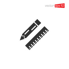 Pencil and Ruler Icon Design Vector