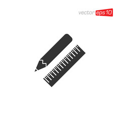 Pencil and Ruler Icon Design Vector
