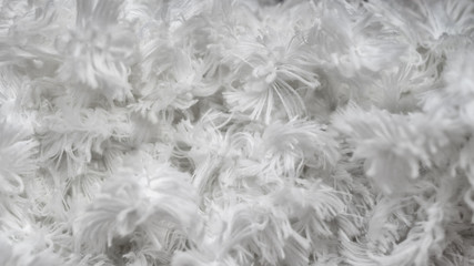 White shaggy faux long fur close up