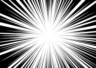 Background of radial lines for comic books. Black and white. Vector illustration.