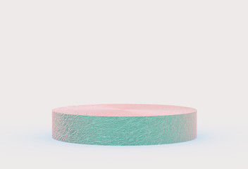 3d foil pastel podium minimal studio background. Abstract 3d geometric shape object illustration render.
