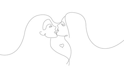 Kiss of two women