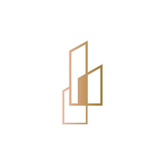 Building Line gold Logo Vector 