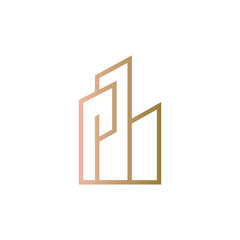 Building Line gold Logo Vector 