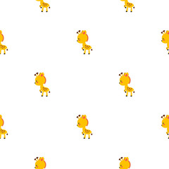 Cute background. Seamless pattern with funny giraffies on white background. Illustration in flat style. Vector 8 EPS.