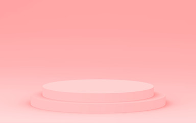 3d pink cylinder podium minimal studio background. Abstract 3d geometric shape object illustration render. Display for valentine product.
