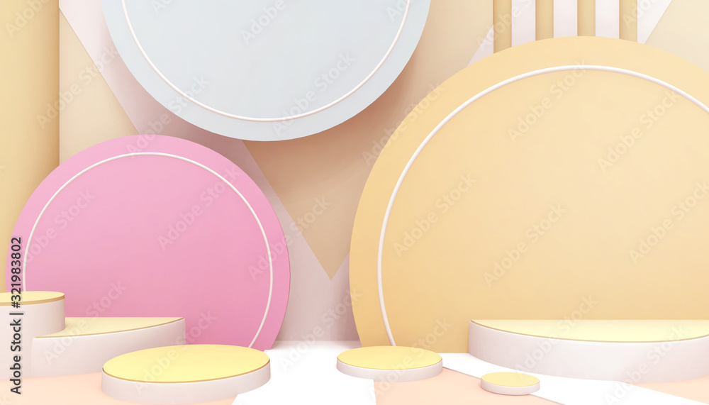 Poster podium modern geometric shapes and circle display minimal concept creative abstract composition on y