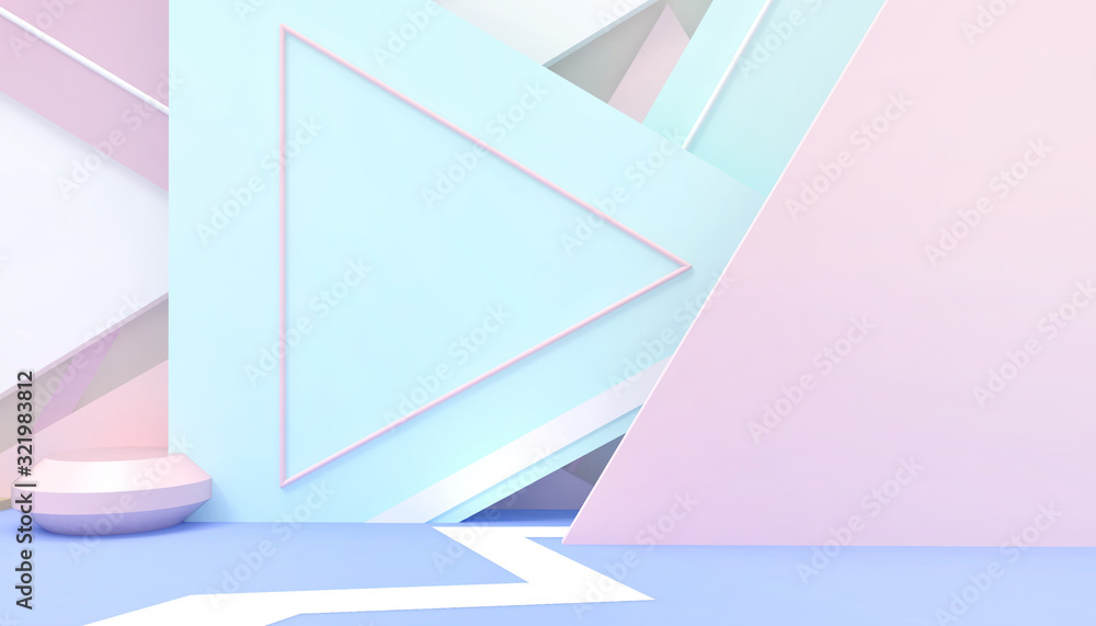 Poster podium triangular modern geometric shapes creative abstract and minimal art concept on people wall b