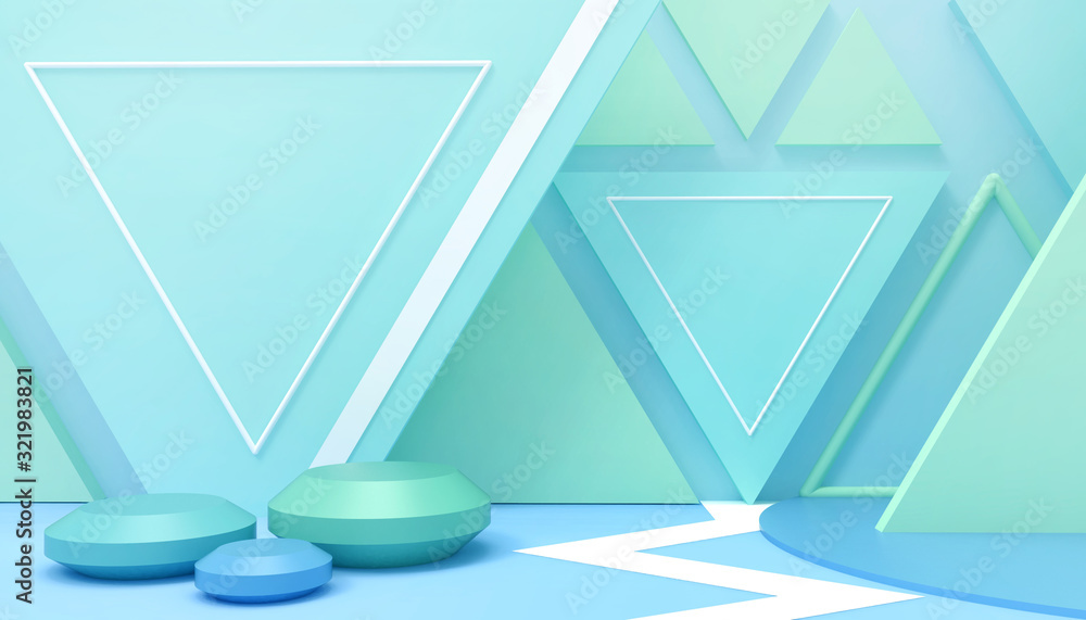 Poster podium triangular modern geometric shapes creative abstract composition and minimal art concept on w