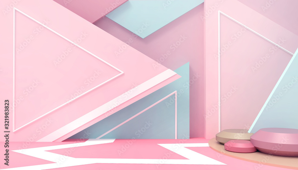 Poster podium triangular modern geometric shapes creative abstract composition and minimal art concept on p