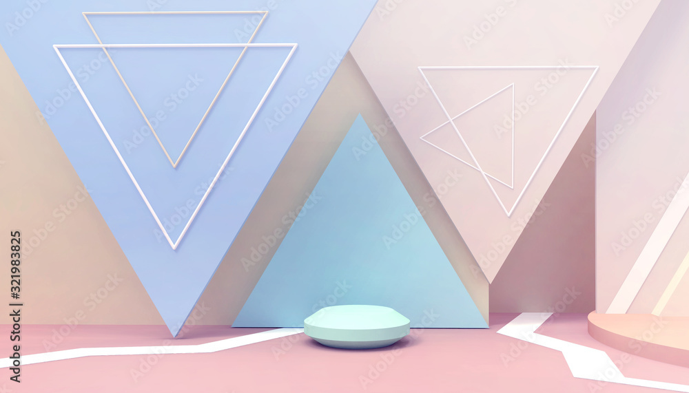 Poster podium triangular modern geometric shapes creative abstract composition and minimal art concept on y