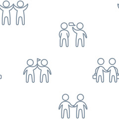 Teamwork people icons pattern. Partnership seamless background. Seamless pattern vector illustration