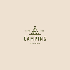 Camping logo retro vintage illustration vector