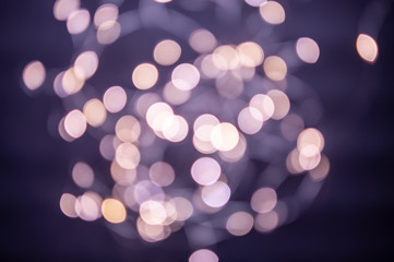 The background is a golden bokeh of the glare of garland lights. Defocus