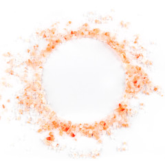 Pink Himalayan salt, forming a frame with a place for text, a square design template
