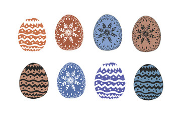 Hand-drawn graphic illustration. Black and white drawing, sketch linear. Abstract ornament, pattern. Easter eggs, holiday, spring. Doodle style, vintage. Color illustration