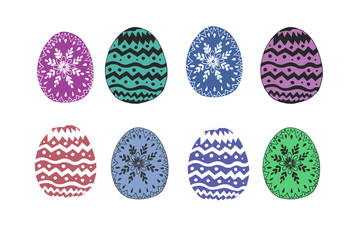 Hand-drawn graphic illustration. Black and white drawing, sketch linear. Abstract ornament, pattern. Easter eggs, holiday, spring. Doodle style, vintage.