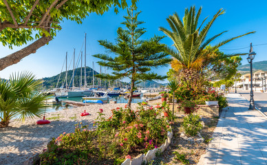Landscape with  Nidri harbour and village, Lefkada, Greece