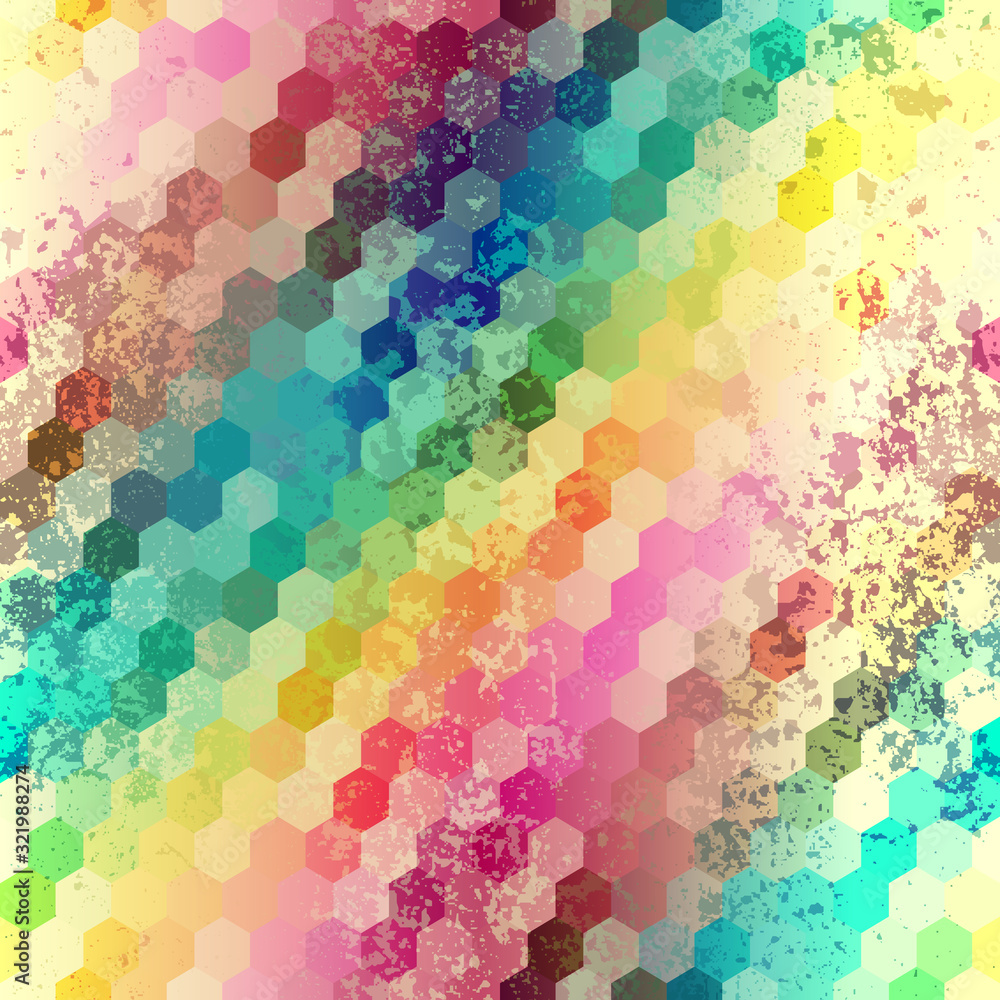 Aufkleber Abstract geometric pattern in low poly style. Hexagons texture. Vector image.