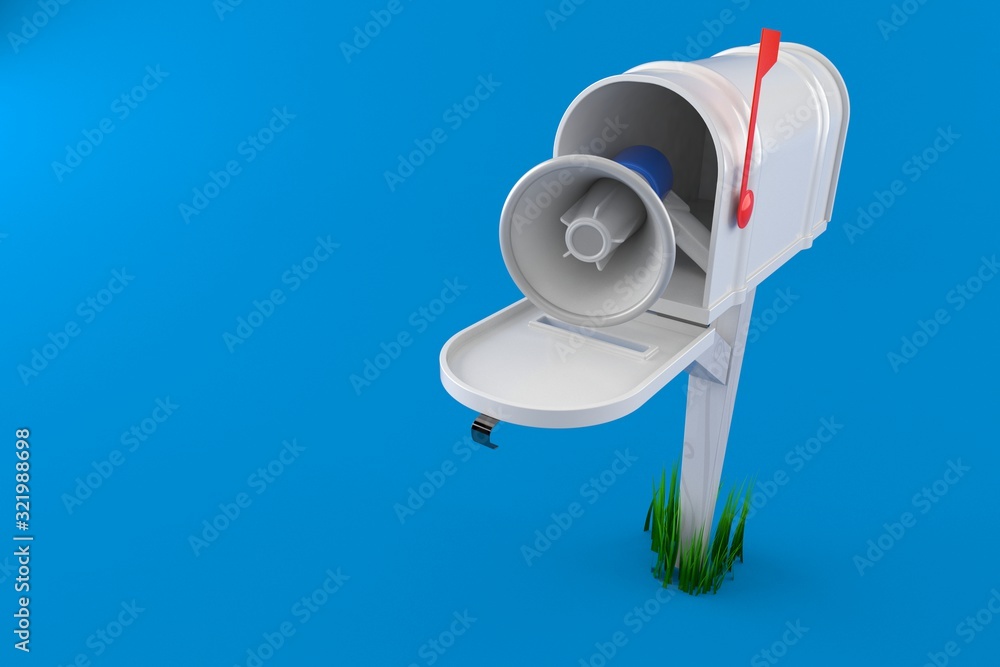 Wall mural megaphone inside mailbox