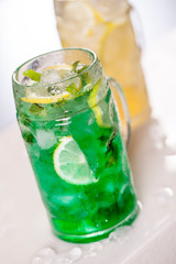 cold mojito drink with mint