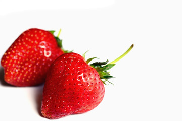 Closeup red strawberry isolated fruit on white background