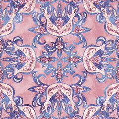 Abstract floral ornamental tile  tapestry glitter sparkling seamless pattern