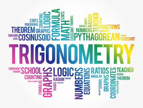 Trigonometry word cloud collage, education concept background