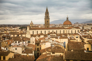 Italia, Toscana, Firenze, la città e la chiesa di Santo Spirito.