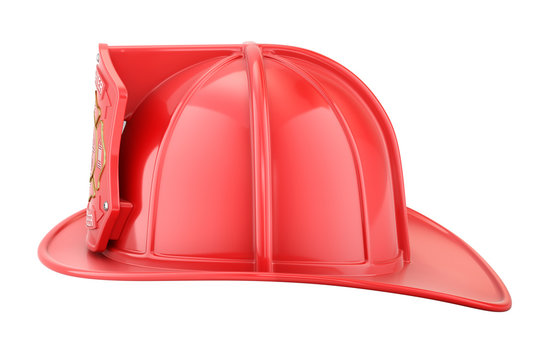 Red firefighter helmet isolated on white background - 3D illustration