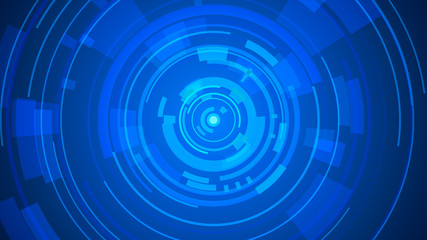 Circle blue technology Hi-tech dark background. Abstract graphic digital future concept design.