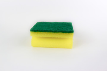 Yellow green sponge isolated on white background