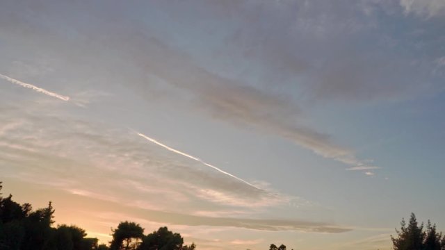 Pan shot of Atheneum sky during golden hour on a winter's day