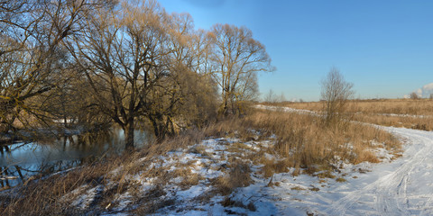 Fototapeta na wymiar Fishing on the river, beautiful panorama.