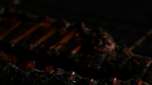 Close-up Gourmet Beef Jerky in the dark