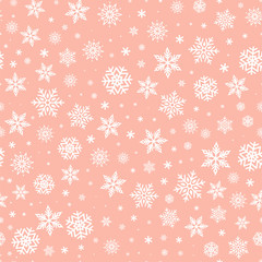 Snowflakes seamless pattern.Winter snow flake stars and snowed snowfall. Christmas holyday Vector illustration