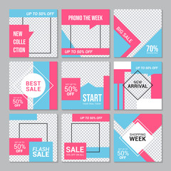 set trendy slides design editable of social media post banner template. vol 23