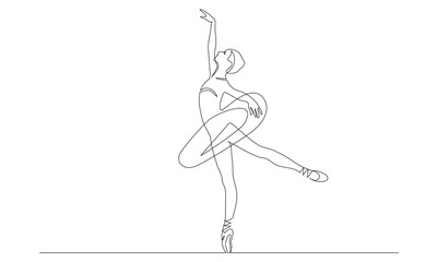 Ballerina. Ballet Dancer. Continuous line drawing. Isolated sketch drawing of ballet line concept. Vector illustration.
