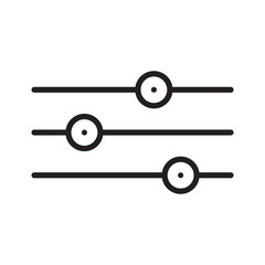 Adjustment icon. Thin line art template for setting logo. Black simple illustration. Contour isolated vector image on white background. Symbol for level control in program interface